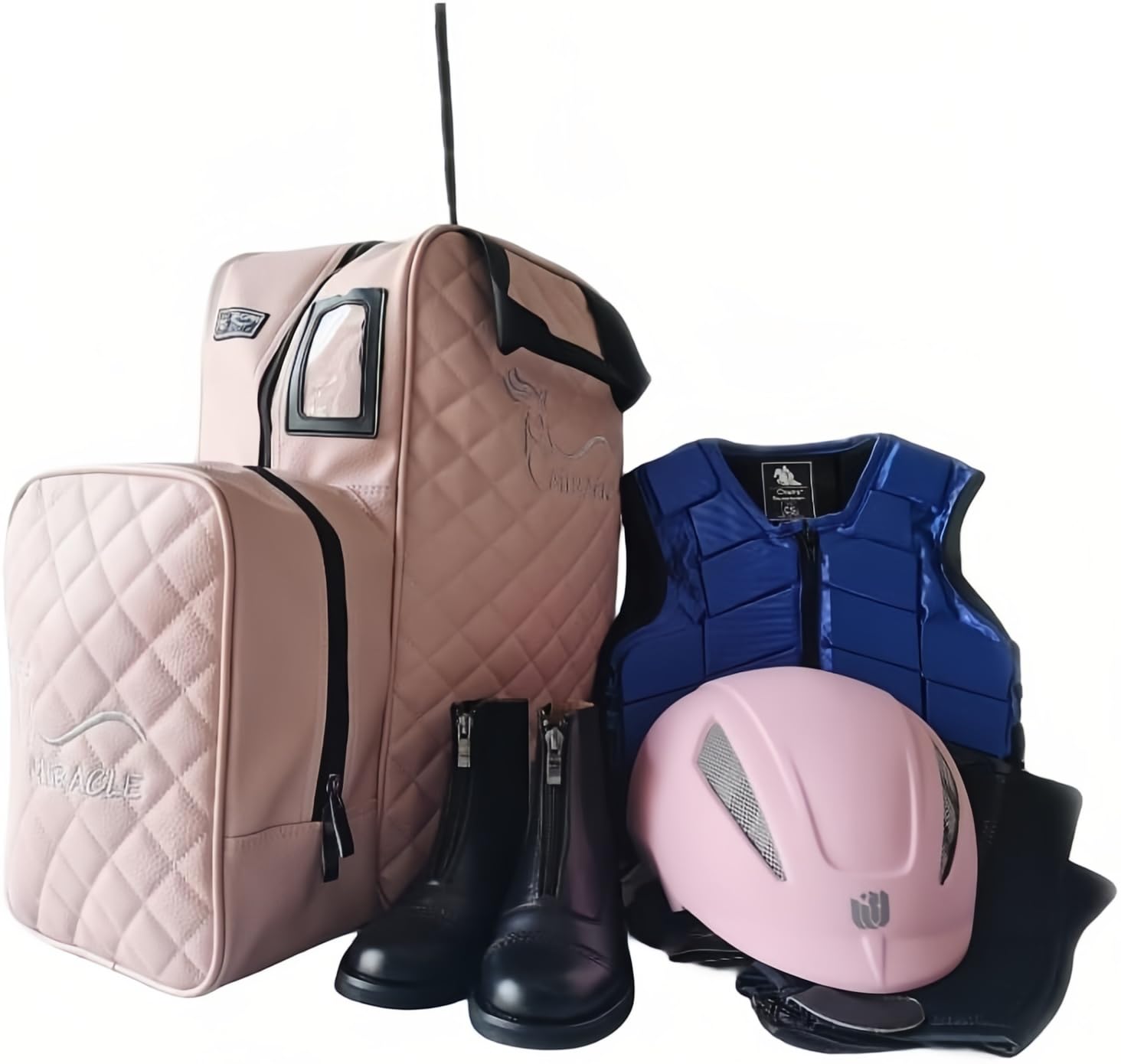 **Pink Equestrian Riding Bag for Kids & Youth - Horse Riding Helmet Holder, Boot Storage & English Equestrian Carry All Bag - Perfect for Horse Shows, Riding Lessons & Stable Organization**