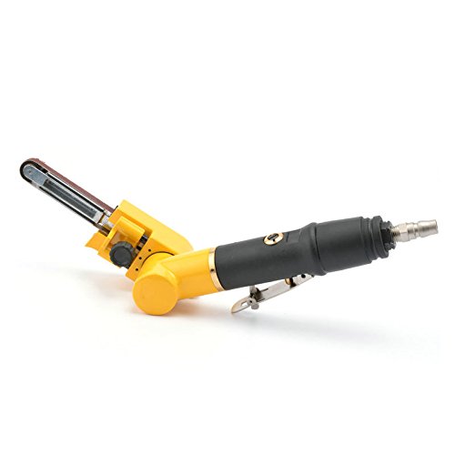 3/8 Inch Air Belt Sander - Pneumatic Mini Belt Grinder with Sanding Belts for Woodworking, Metal Polishing & DIY Projects