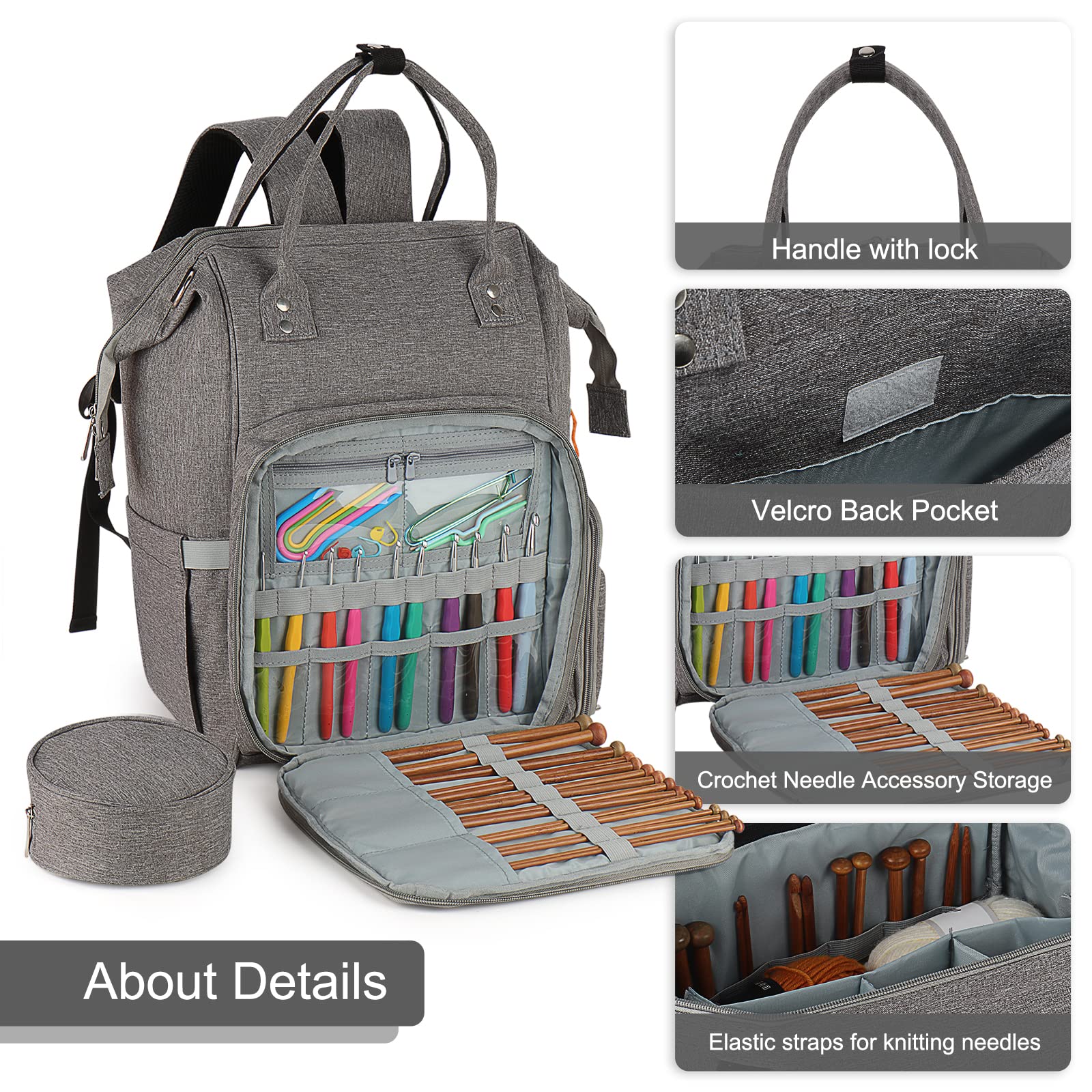 Aeelike Yarn Storage Backpack - Knitting Bag with Dividers for Crochet & Knitting Projects On-The-Go