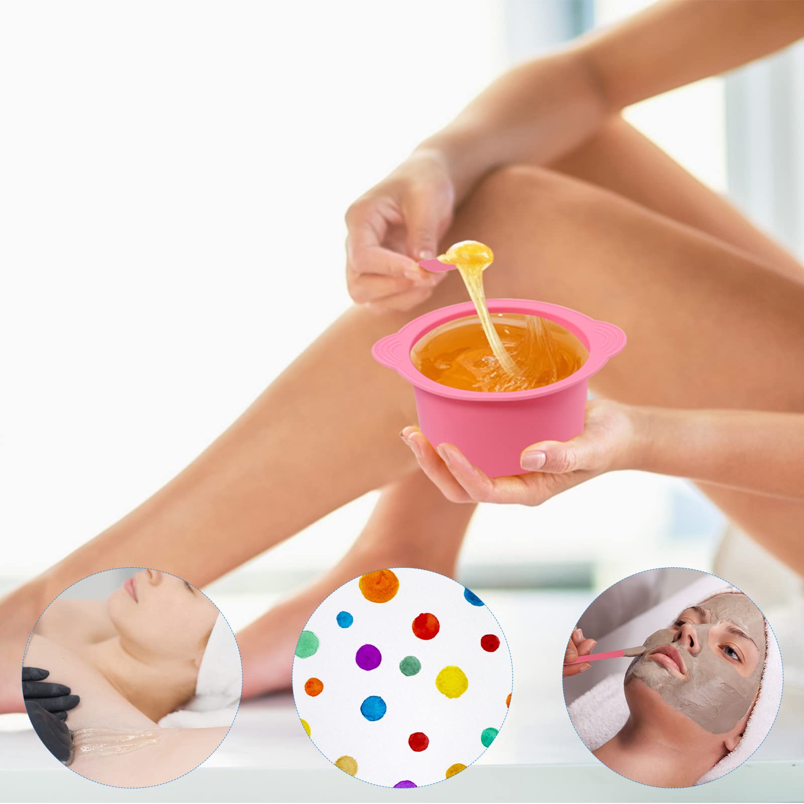 2Pcs Silicone Wax Warmer Liners with 2 Wax Sticks - Non-Stick, Reusable Wax Pot Bowl Replacement for Hair Removal - Perfect for Home Spa, Salon & DIY Beauty Treatments