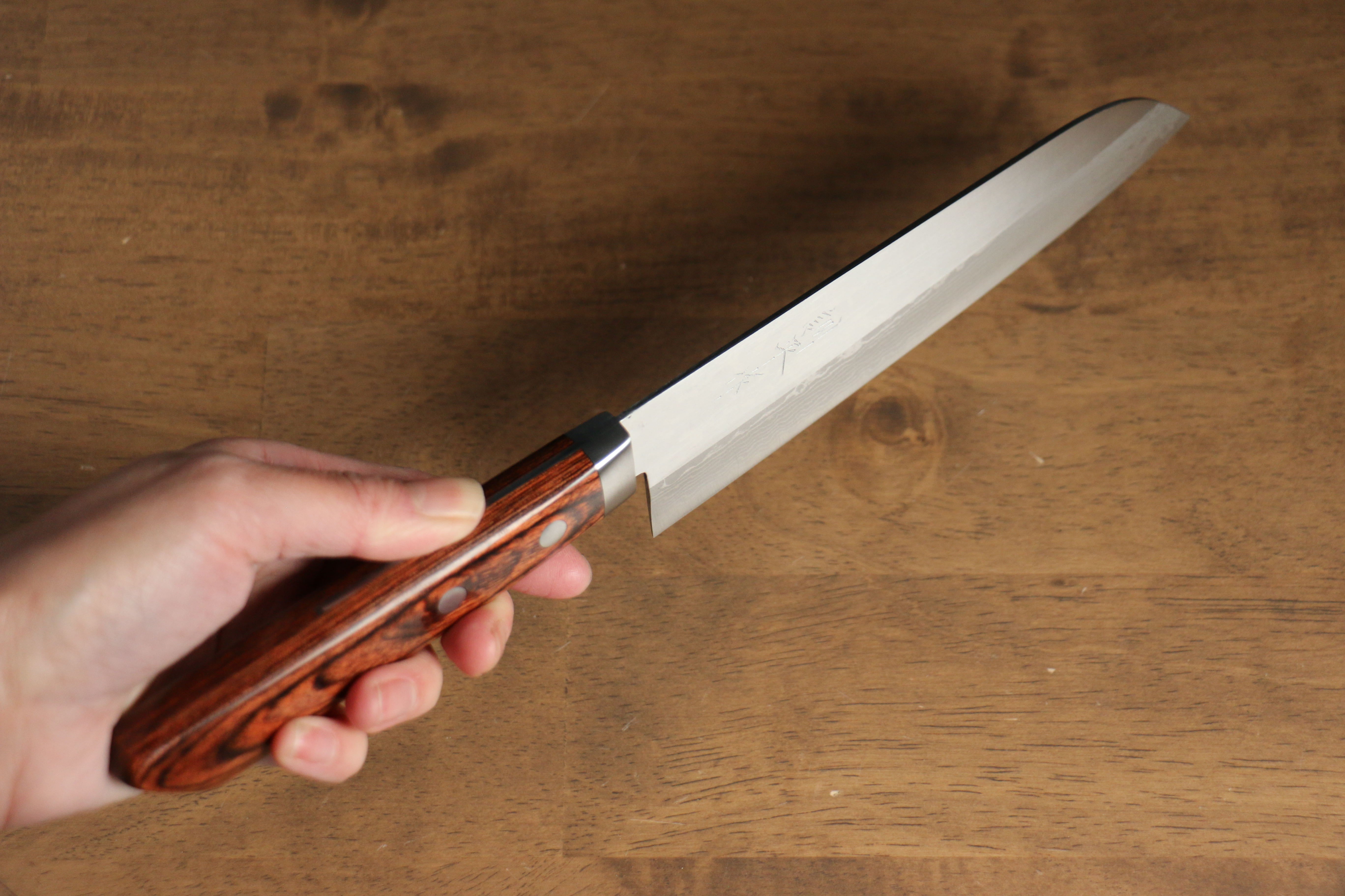 Kunihira Sairyu VG10 Damascus Santoku Knife 170mm with Mahogany Handle - Premium Japanese Kitchen Knife for Slicing, Dicing, and Chopping Vegetables, Meat, and Fish