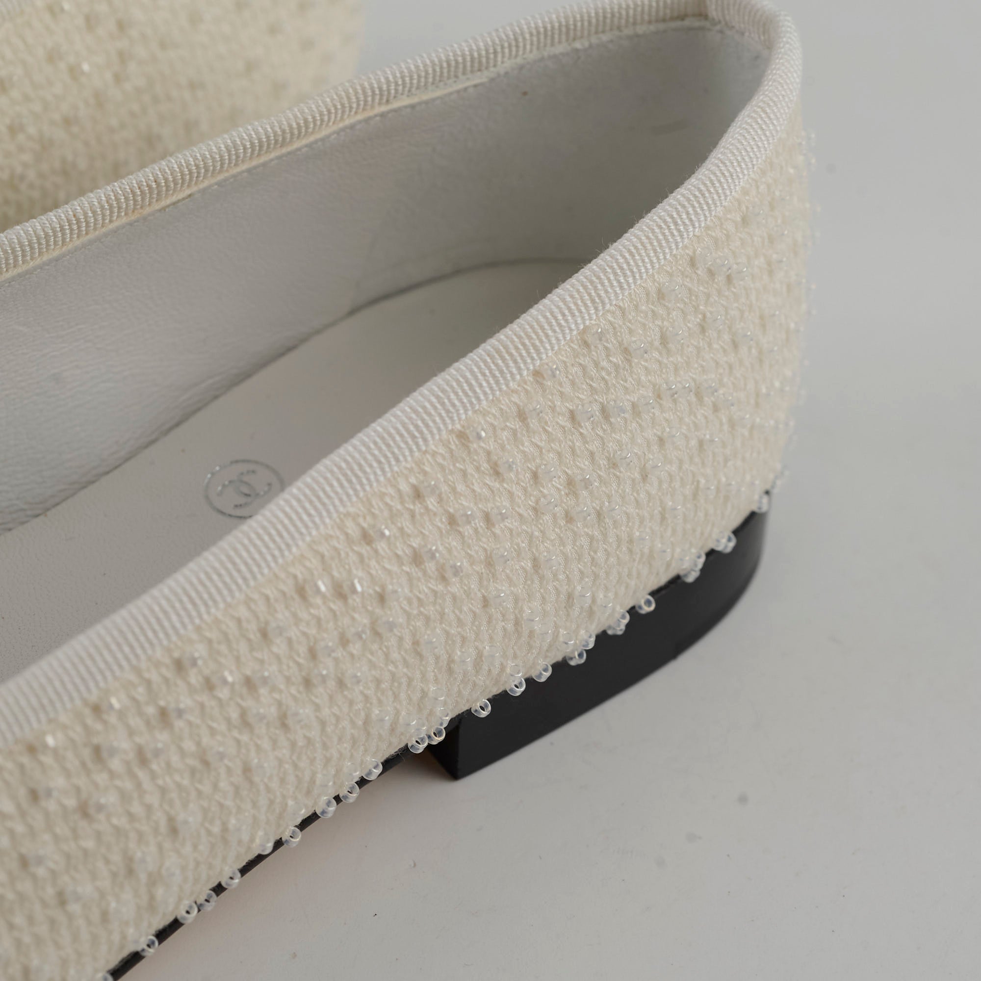 Chanel Ballet Flats for Women Size 35.5 - Classic White & Black Leather Comfortable Shoes | Perfect for Office, Wedding & Casual Wear