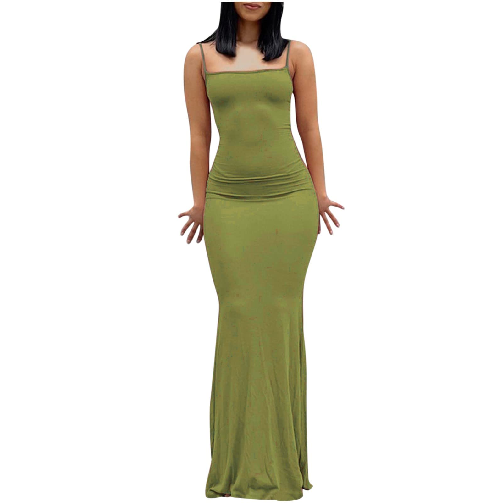 Elegant Sleeveless Maxi Dress for Women - Spaghetti Strap Floor Length Cocktail & Wedding Guest Dress | Perfect for Summer Parties, Beach Vacations & Formal Events