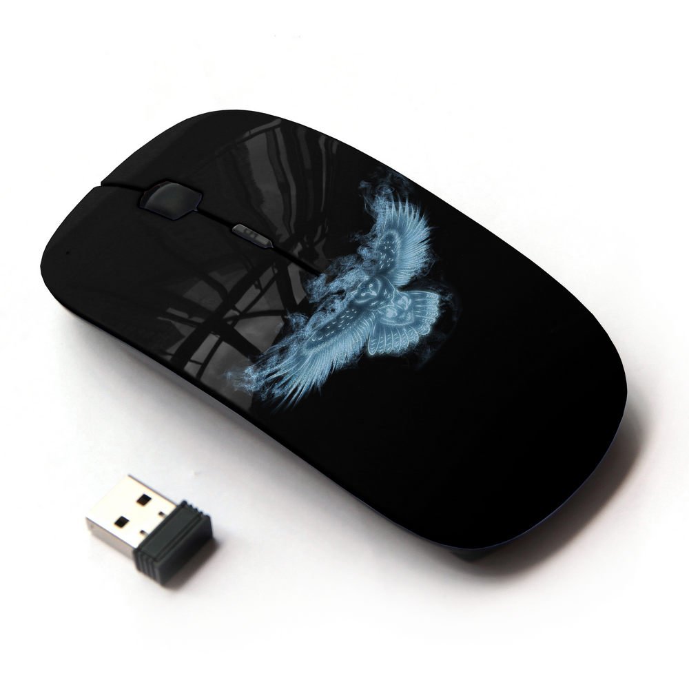 2.4G Wireless Optical Mouse with LED Glow - Fantasy Night Owl Design for Gaming, Office & Home Use
