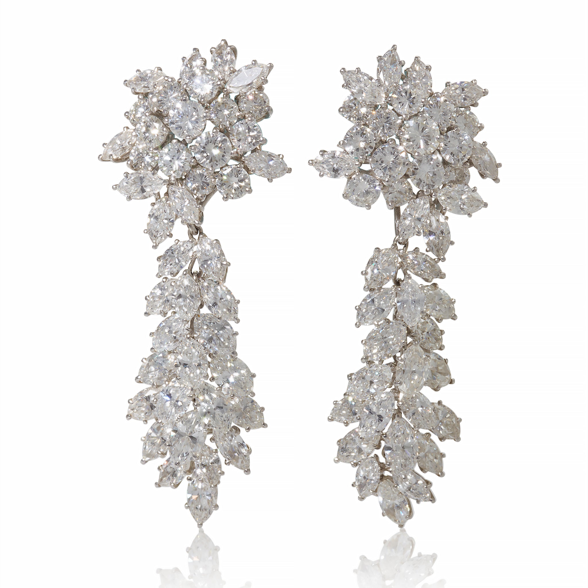 Elegant Diamond Cluster Pendant Earrings for Women - Day & Night Wear - Perfect for Weddings, Parties & Special Occasions