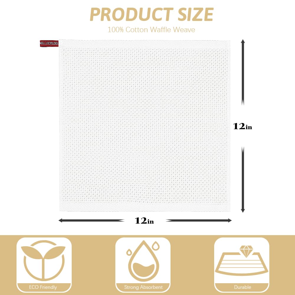 Nialnant 8-Pack Cotton Dish Cloths - Soft, Absorbent & Quick Drying for Kitchen Cleaning (12x12 Inches)