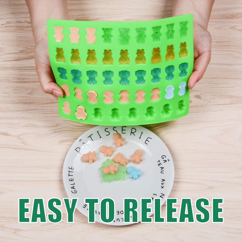 Premium Silicone Candy Molds for Gummy Bears, Chocolate - 4-Pack with 2 Droppers (Bears, Frogs, Lions, Monkeys, Penguins) - Perfect for DIY Candy Making, Baking, and Party Treats