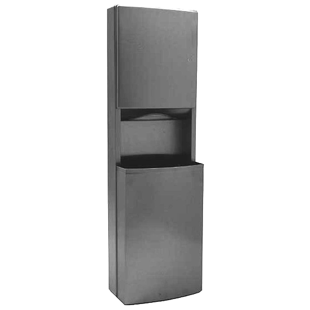 Bobrick B43949 ConturaSeries Paper Towel Dispenser & Waste Receptacle - Surface Mounted Satin Stainless Steel - Ideal for Restrooms, Kitchens & Commercial Spaces