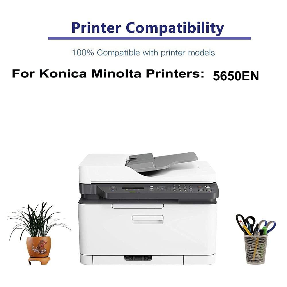 5-Pack High Capacity 5650EN Compatible Toner Cartridge Replacement for Konica Minolta A0FP012 - Black Printer Ink for Office & Home Printing Needs