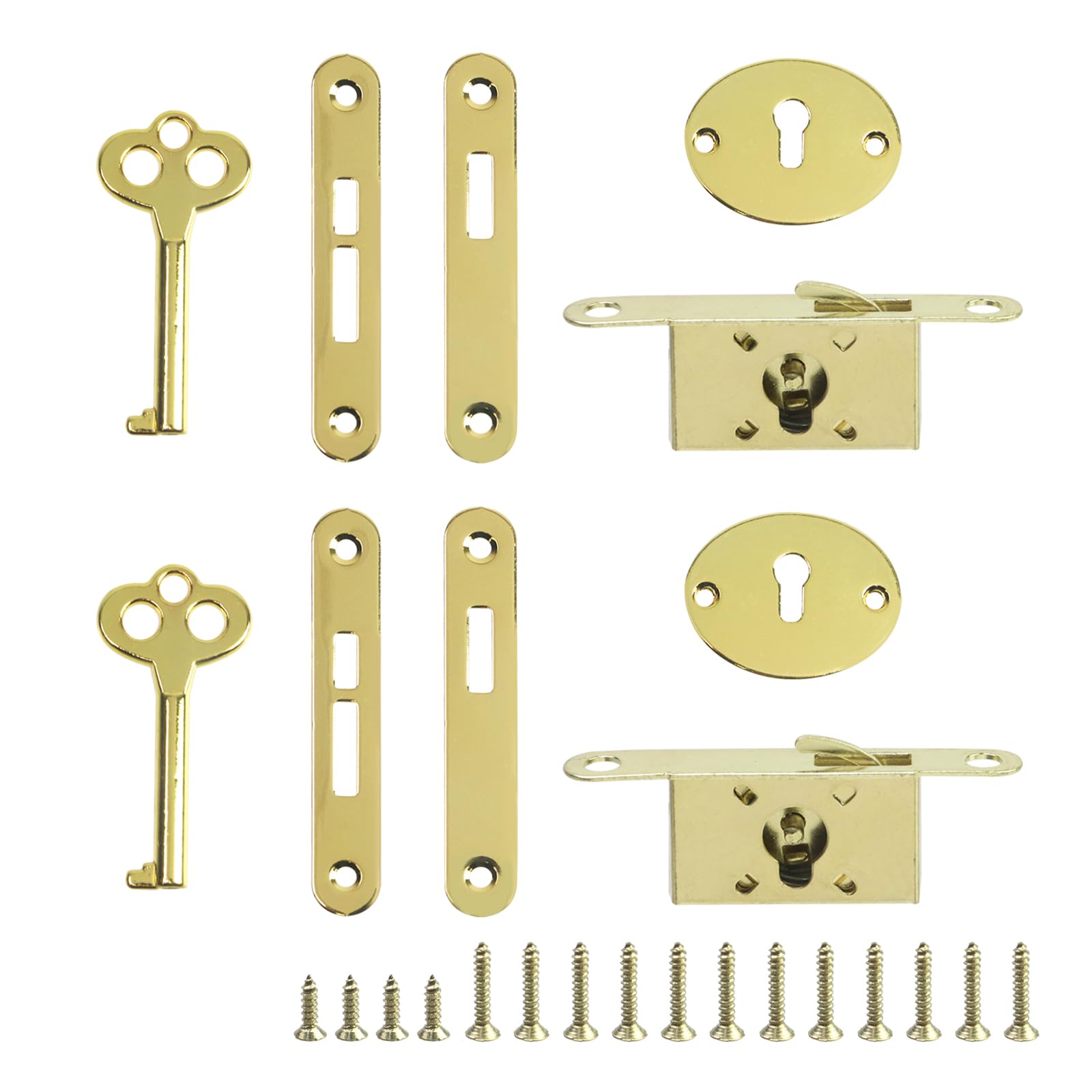 T Tulead Mini Box Locks - 2 Pack Mortise Locks with Golden Keyhole & Mounting Screws for Wooden Jewelry Boxes, Furniture & Antique Chests - Secure Storage Solution for Valuables