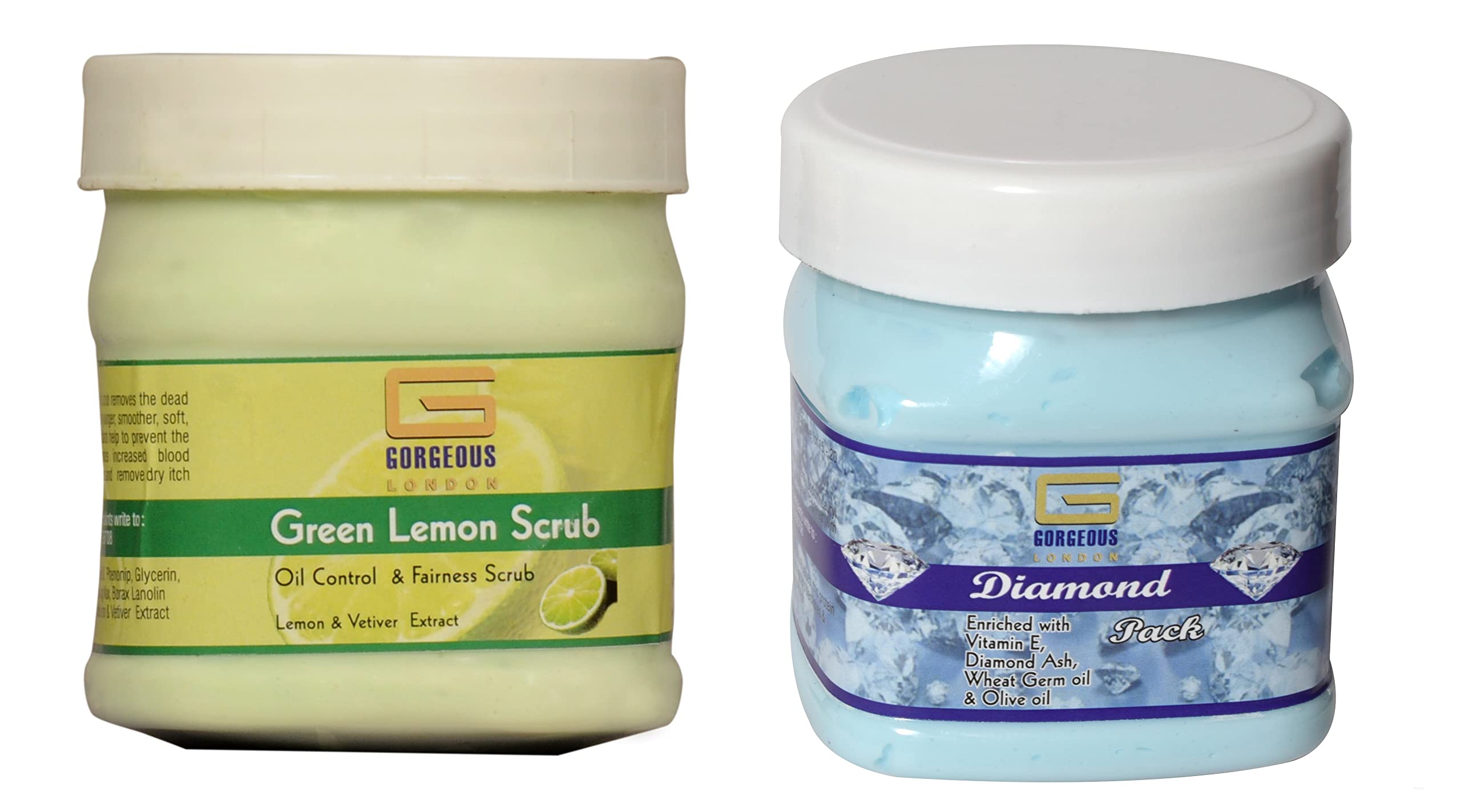Exfoliating London Green Lemon & Diamond Face Scrub Duo (2-Pack, 450ml Each) - Brightening & Detoxifying Skincare Set for Glowing Skin | Perfect for Daily Exfoliation & Spa Nights