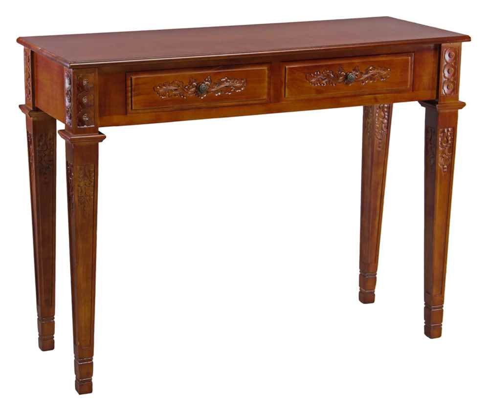 Windsor Two-Drawer Rectangular Console Table - Solid Wood Entryway Furniture for Hallway, Living Room & Foyer Decor | International Caravan