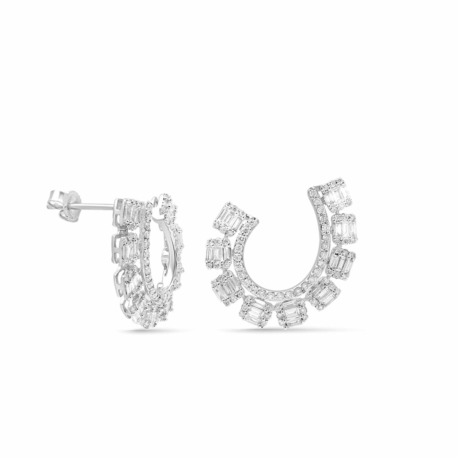 18K White Gold Diamond Fashion Cuff Earrings for Women - Elegant Statement Jewelry for Parties, Weddings & Special Occasions