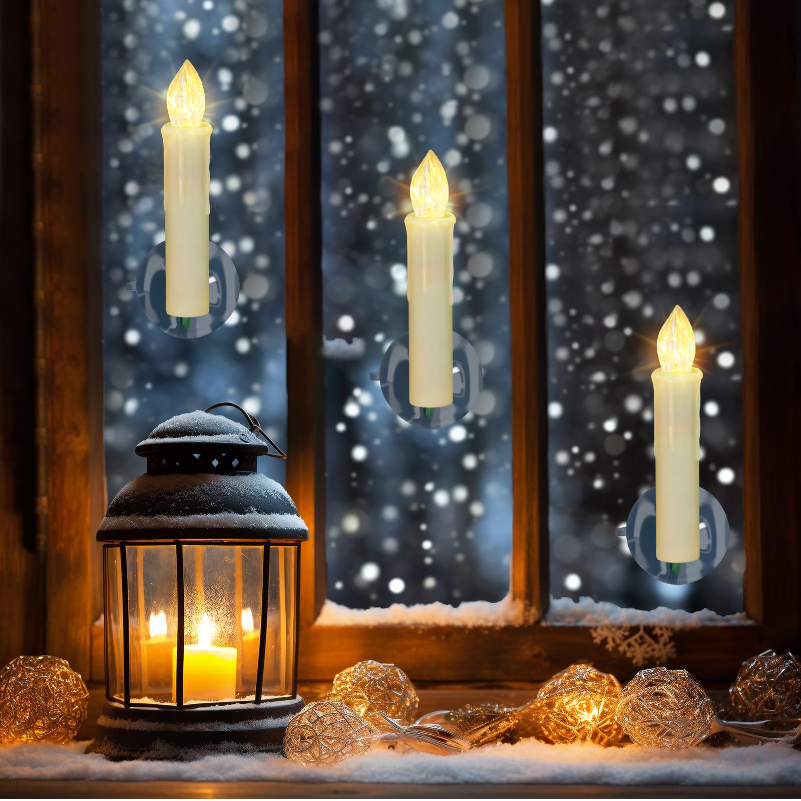 PChero 20-Pack Battery Operated Flameless Window Candles with Timer & Remote - Waterproof Flickering Taper Candles for Christmas Tree, Halloween, Home Decor - Perfect for Holiday Lighting, Window Displays & Party Decorations