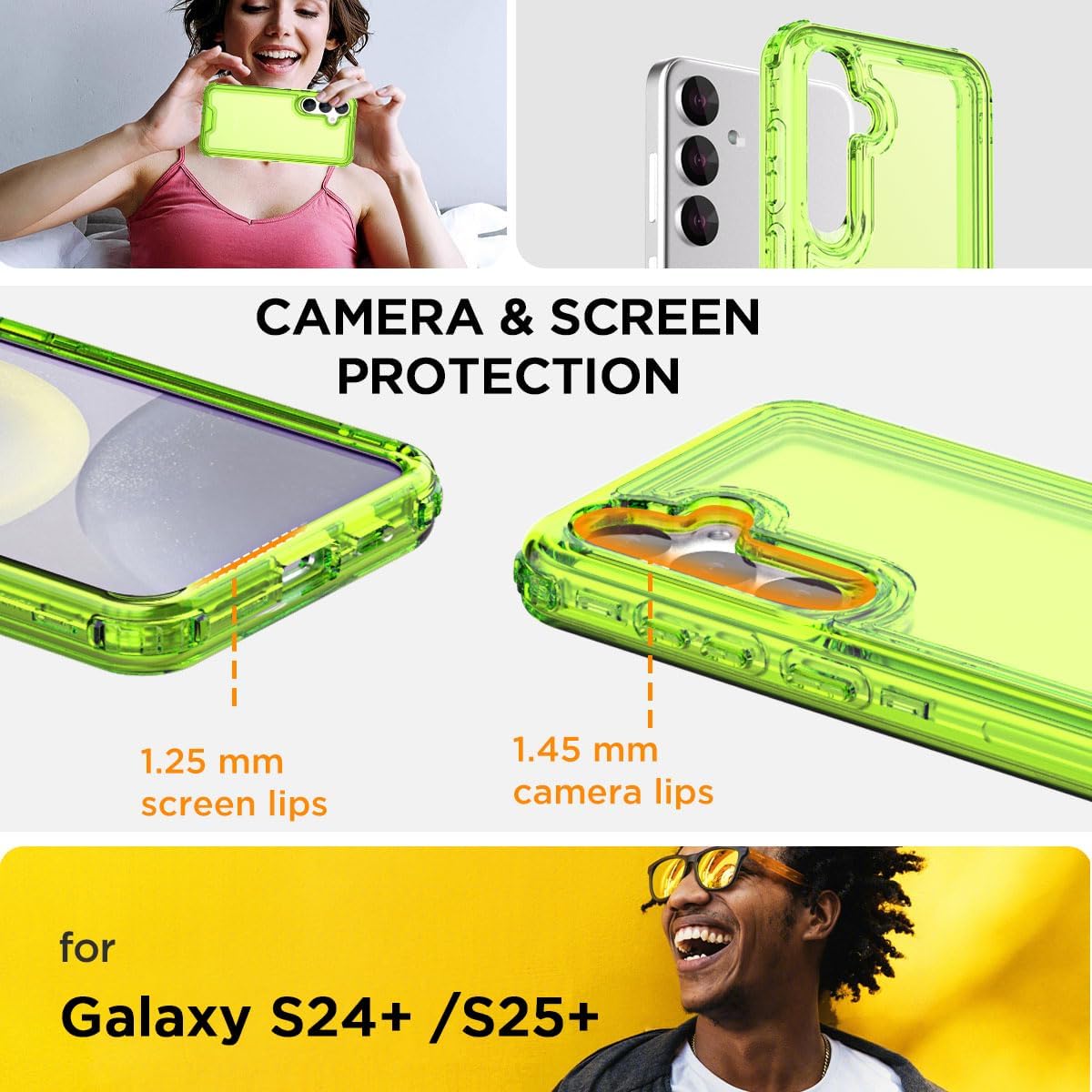 Samsung Galaxy S24/S25 Plus 3-Layer Crystal Clear Protective Case - Slim Fit, Shockproof & Scratch Resistant Cover for Everyday Use, Work & Travel