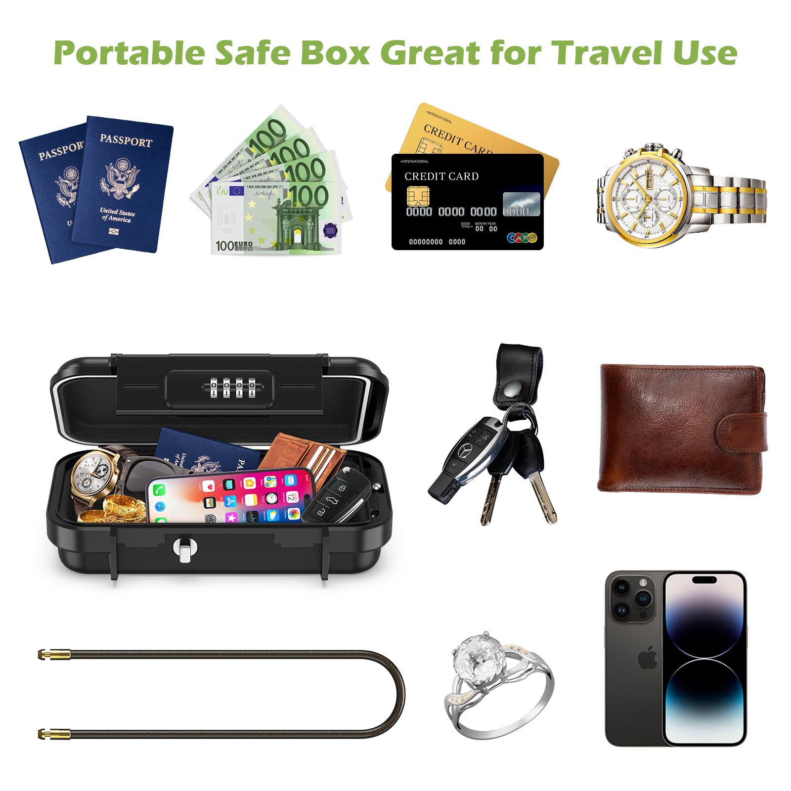 KeeKit Portable Safe Box with Combination Lock - Waterproof Key Storage for Home, Car, Travel & Outdoor | Secure Personal Belongings at Beach, Camping & Daily Use