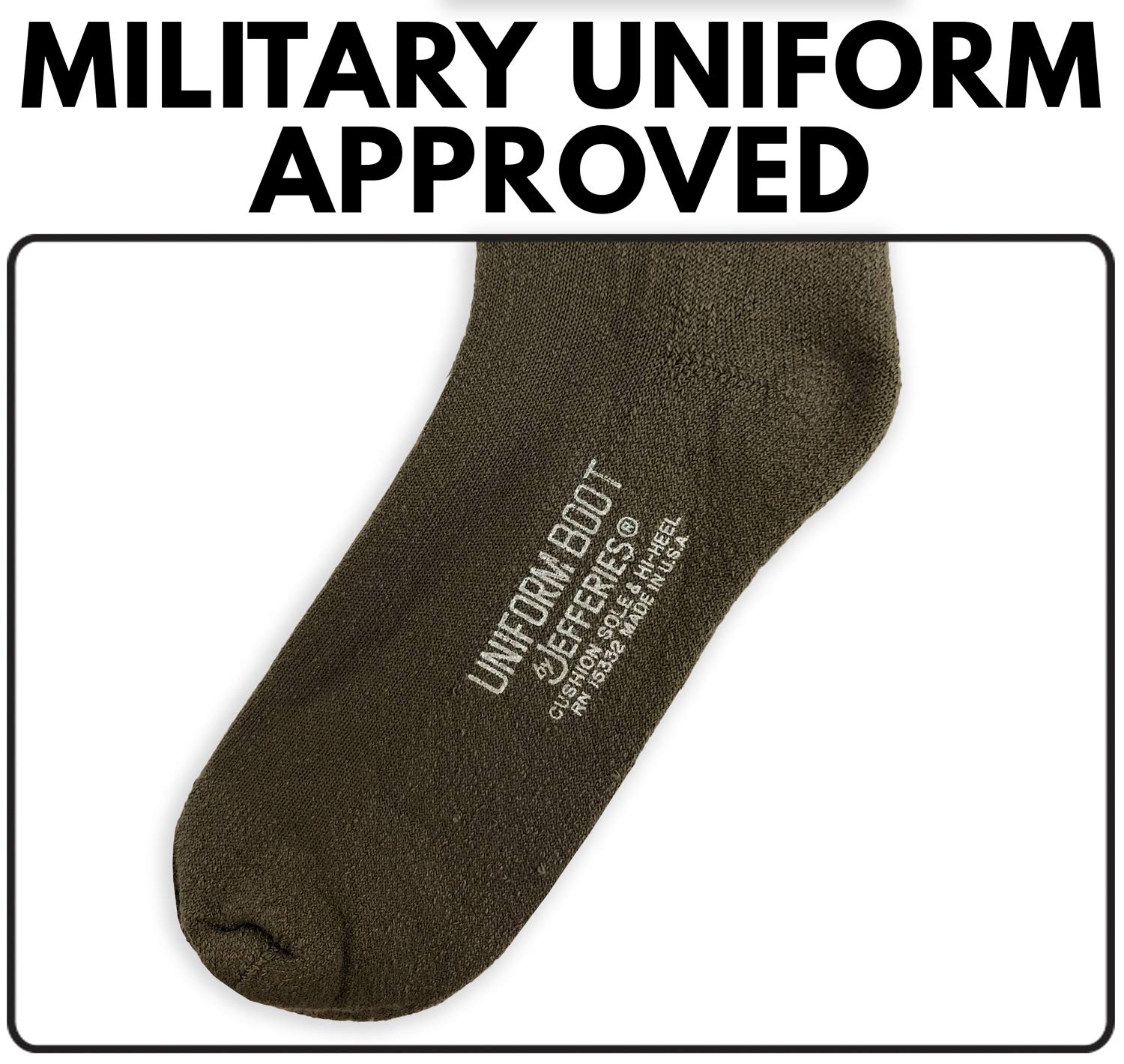 Jefferies Men's Military Combat Boot Socks - 3 Pair Pack of Ribbed Crew Socks for Uniform & Tactical Wear - Perfect for Hiking, Hunting & Outdoor Activities