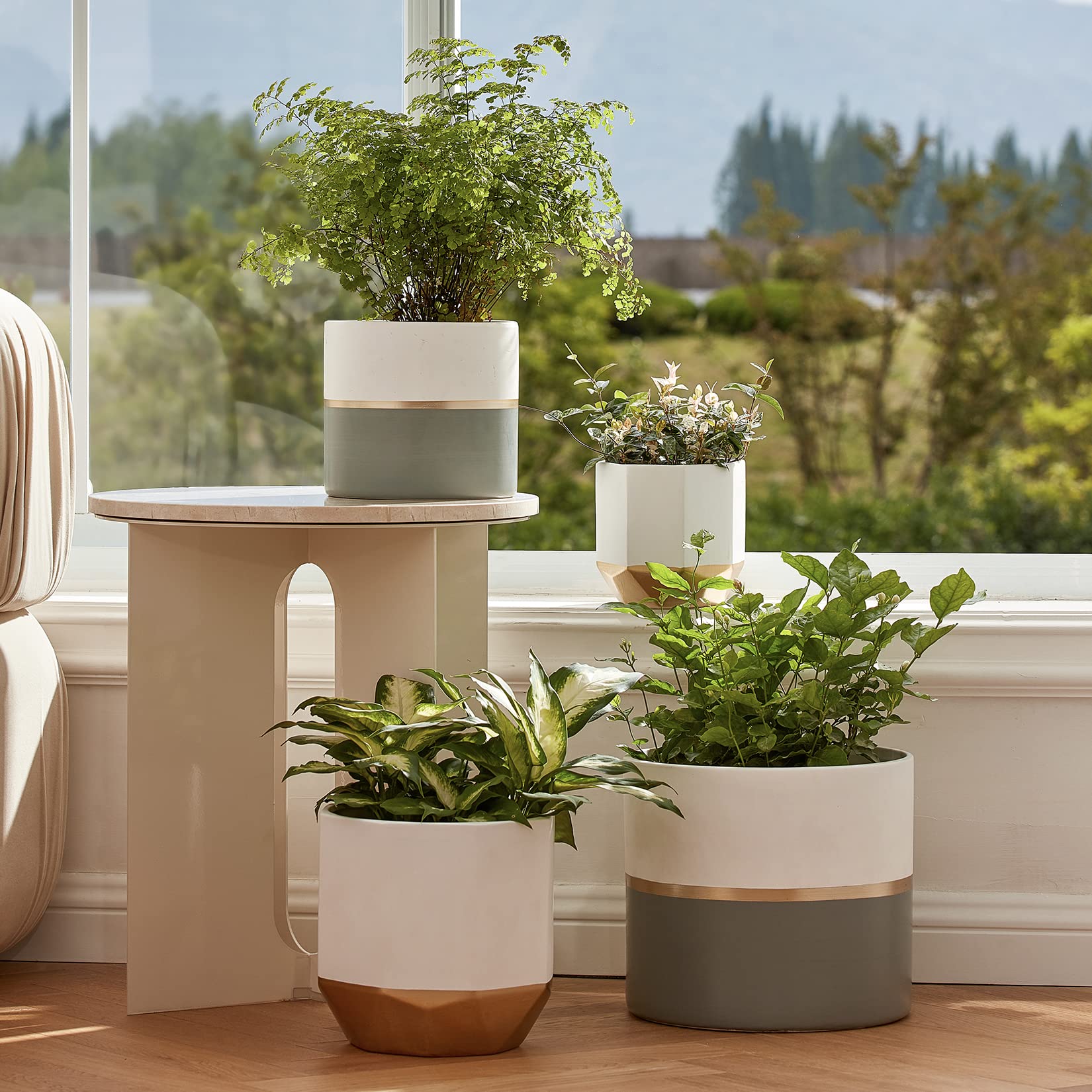 LA JOLIE MUSE Large White Ceramic Plant Pots - 10