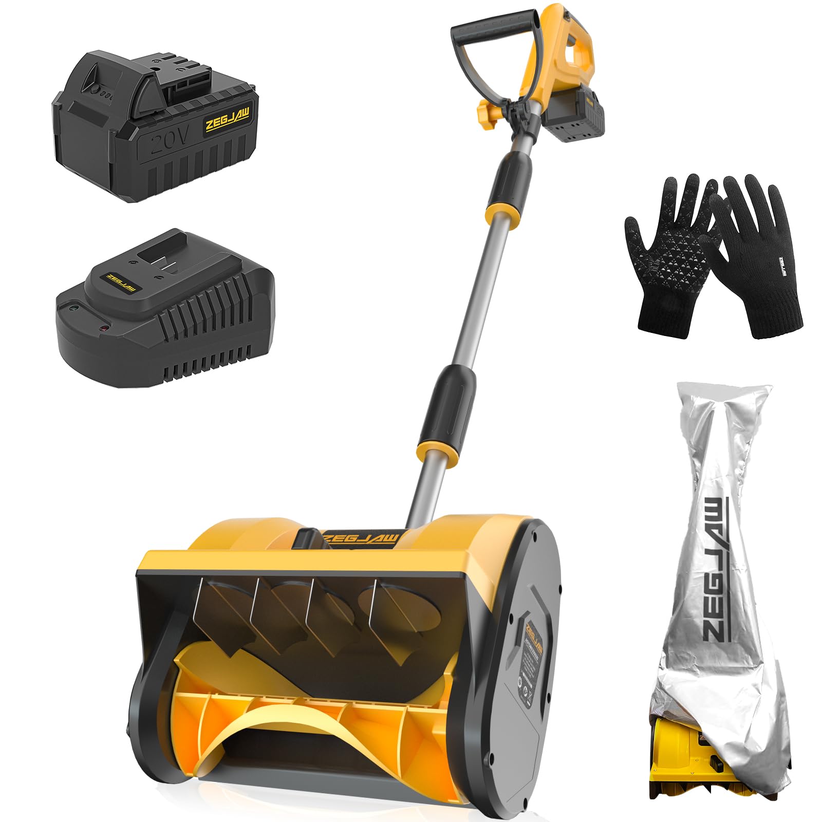 20V Cordless Electric Snow Shovel - 12 Inch Wide Clearing Path with Directional Plate & Adjustable Handle - Includes 4Ah Battery & Fast Charger - Perfect for Driveways, Sidewalks & Stairs Snow Removal