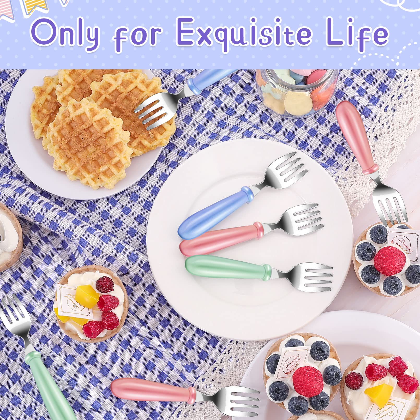 12Pcs Stainless Steel Toddler Forks - BPA Free Baby Utensils for Self Feeding | Kids Safe Cutlery with Round Handle for Boys & Girls | Dishwasher Safe | Perfect for Home, School Lunch & Travel Dining