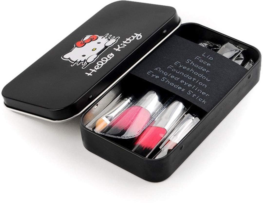 HUDACRUSH Synthetic Fiber Hair Bristle Makeup Mini Brush Kit - 7 Piece Set for Eyeshadow, Blending & Contouring - Professional Travel Makeup Brushes (Black)