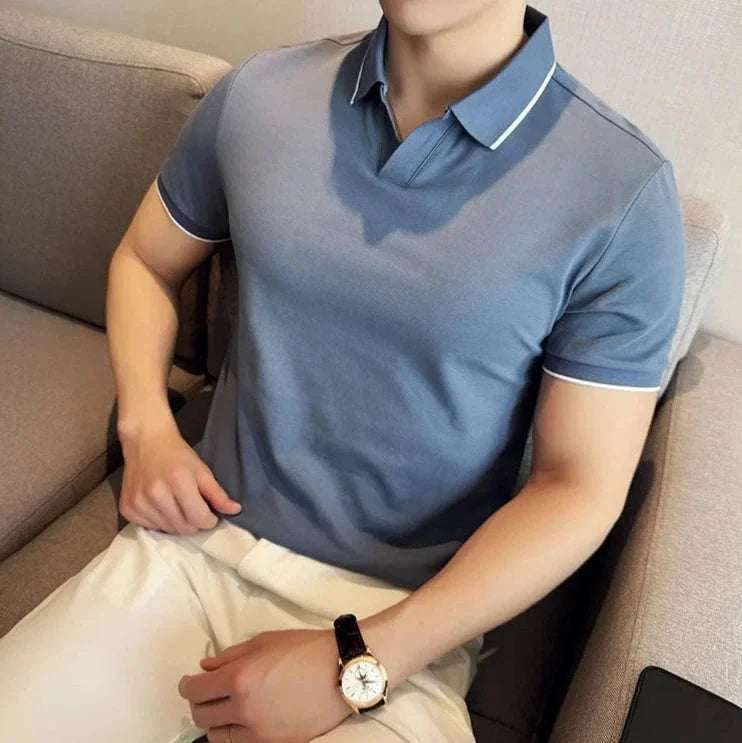 British Slim Fit Summer Polo Shirt for Men - Breathable Cotton Casual Short Sleeve Tee - Perfect for Golf, Office & Outdoor Activities