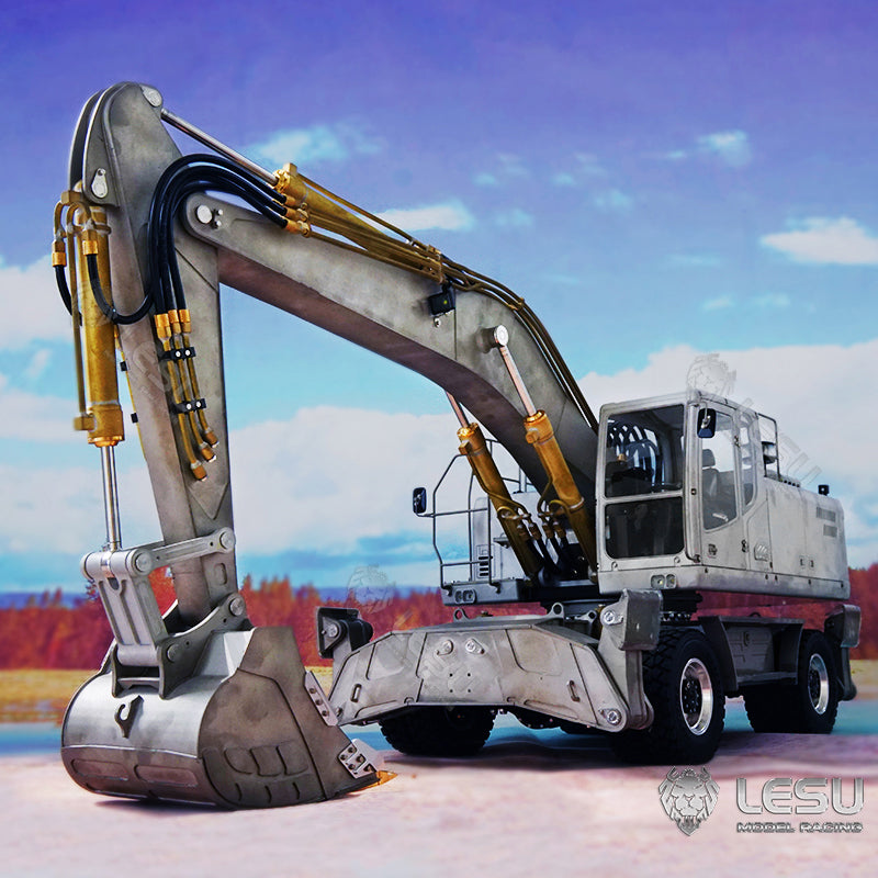 1/14 Scale LESU RC Metal Hydraulic Wheeled Excavator Model - ET30H with Pump Cabin, Sticker Display, Grapple, Ripper Bucket & Scraper Compactor - Perfect for Construction Toy Collection, RC Hobbyists and Model Display Scenes