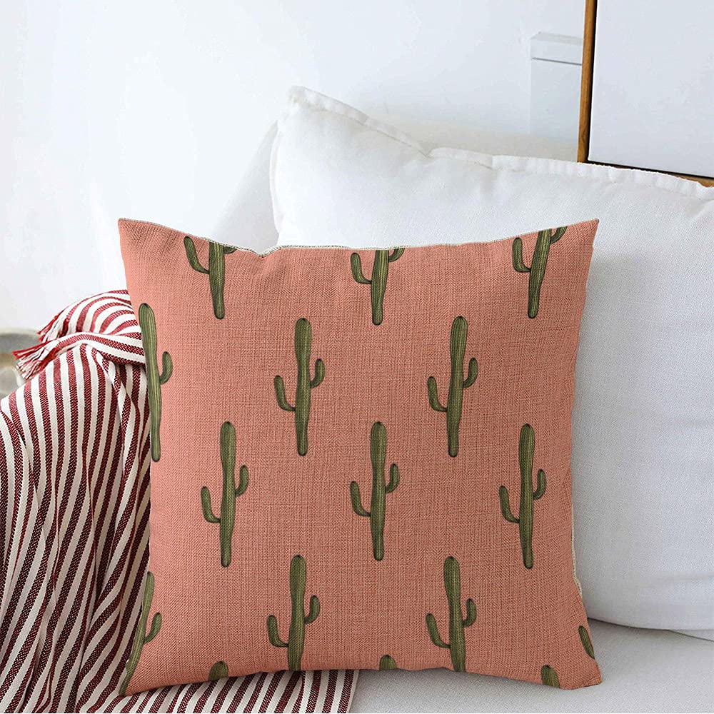 Decorative Throw Pillow Cover 18x18 Inch - Mexican Cactus Design with Desert Floral Pattern for Sofa, Couch & Home Decor | Green Houseplant & Nature Botany Theme | Perfect for Living Room, Bedroom & Garden House Styling