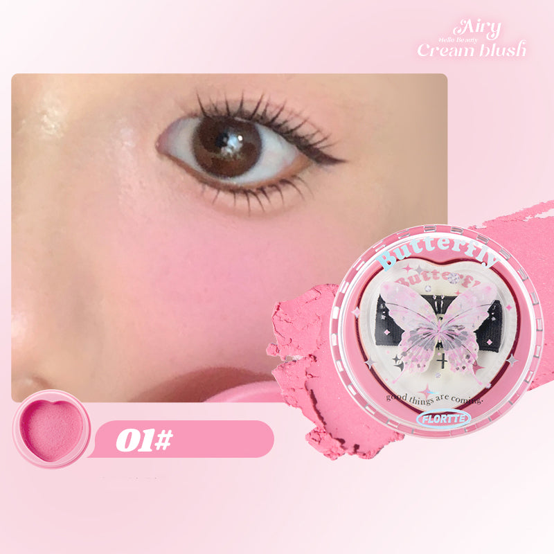 FLORTTE Airy Blush Cream - Lovely Aleria Collection | Natural Flush Cheek Makeup | Perfect for Everyday Wear & Special Occasions