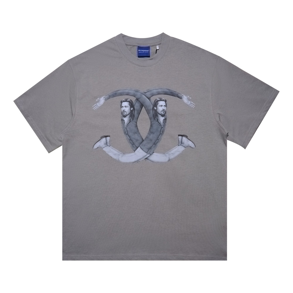 Ori Frederiqo Brad Pitt Classic SS Tee - Grey T-Shirt for Men - Oricfwof2023006 - Casual Wear & Street Style Outfit