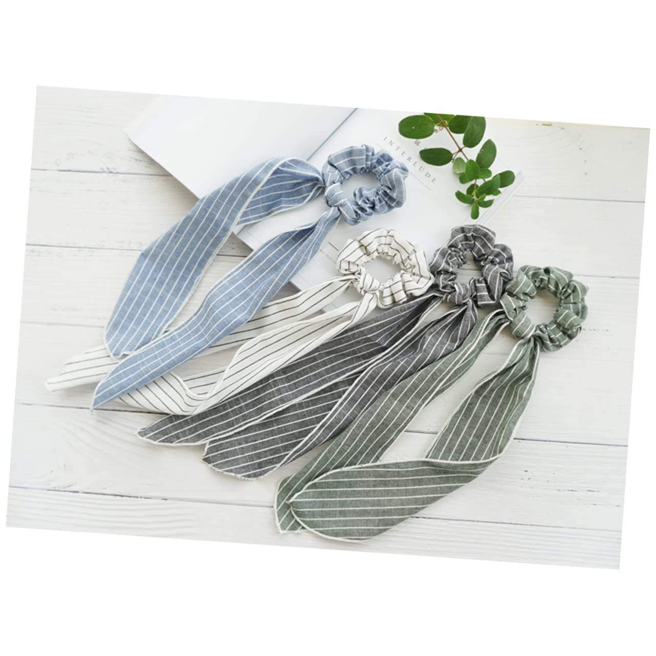 FOMIYES Fashion Hair Bands Set - 4pcs Striped Bowknot Hair Ties, Scrunchies & Ponytail Holders for Women & Girls | Perfect for School, Work, Parties & Everyday Styling