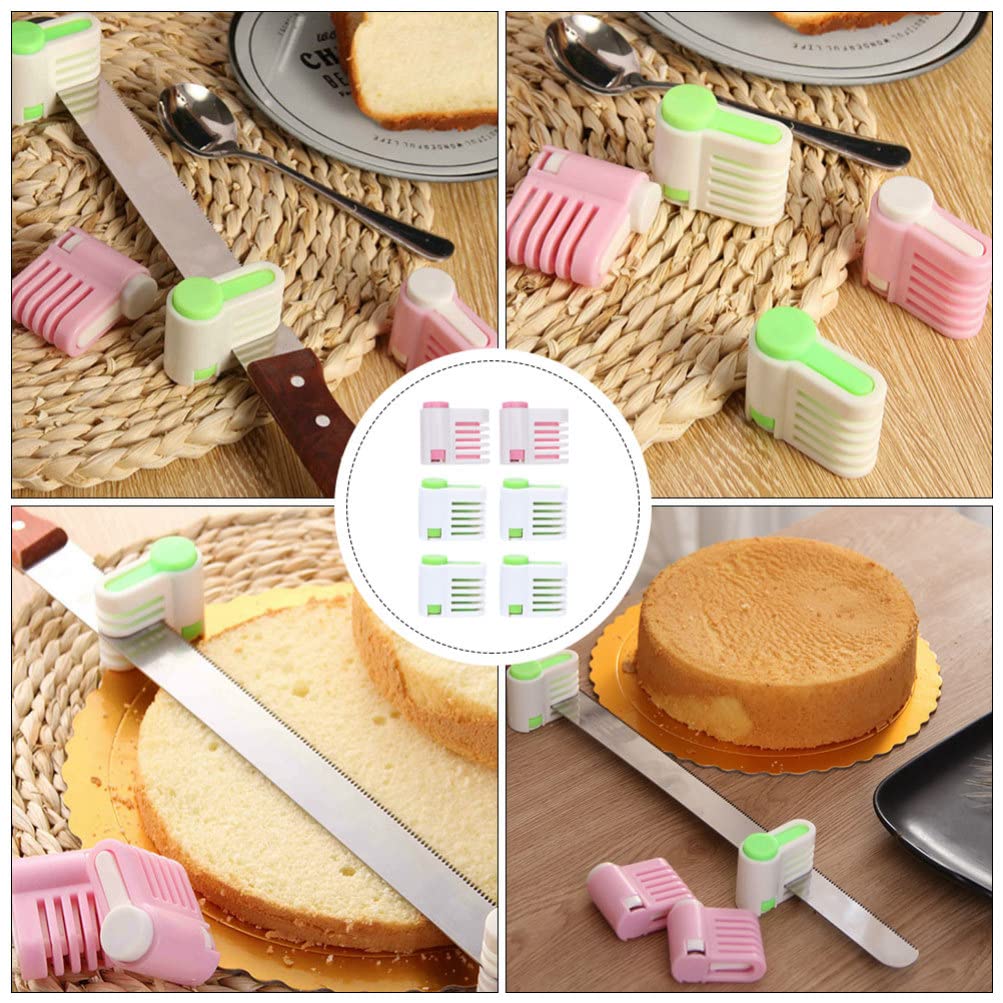 6-Piece Cake Slicer Set - Professional Cake Cutting Fixator, Bread & Toast Slicing Tool with Leveler - Perfect for Birthday Cakes, Wedding Desserts & Bakery Accessories