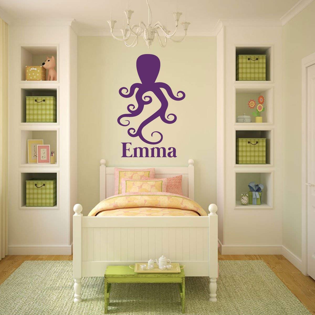 Personalized Octopus Wall Decal - Custom Name Vinyl Sticker for Kids' Bedroom, Nursery, Playroom Decor | Perfect for Baby Shower Gifts & Room Makeover