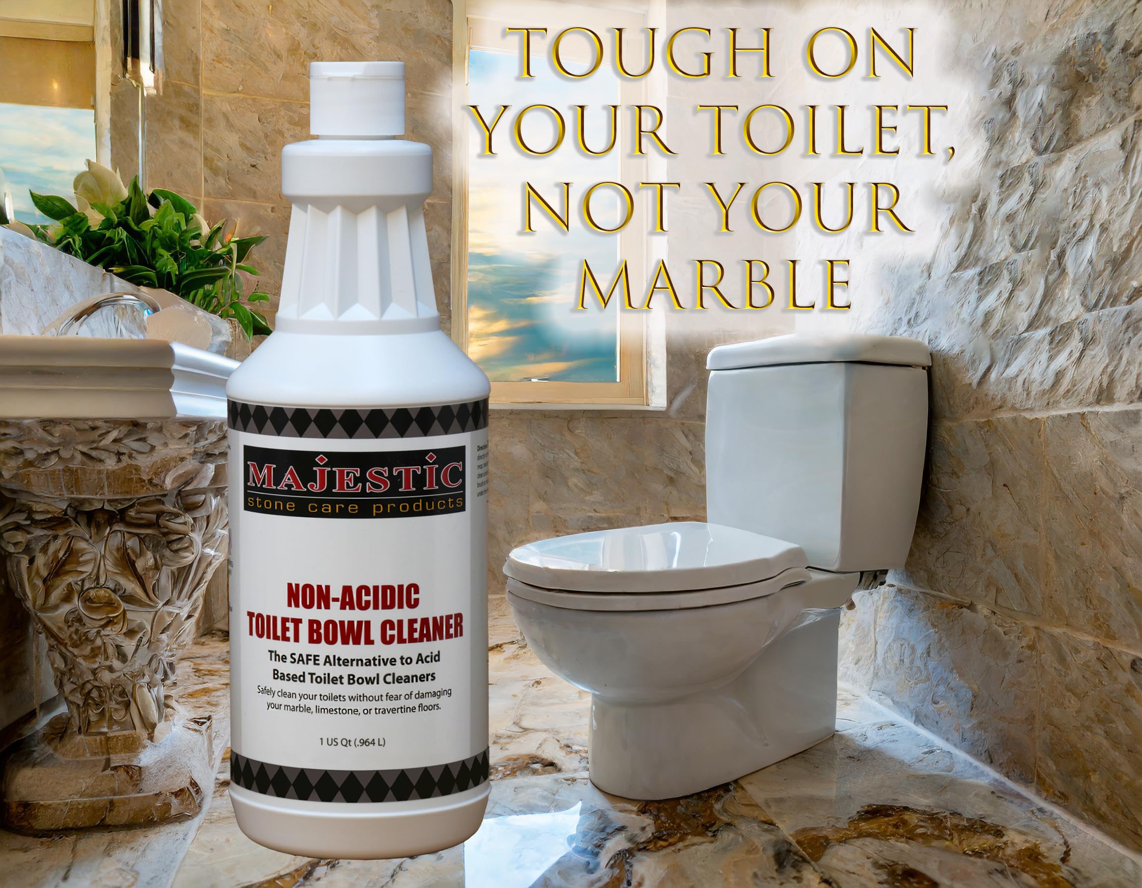Majestic Non-Acidic Toilet Bowl Cleaner - 32oz Safe & Effective Bathroom Cleaning Solution for Stains, Odors & Germs - Ideal for Homes, Hotels & Commercial Use