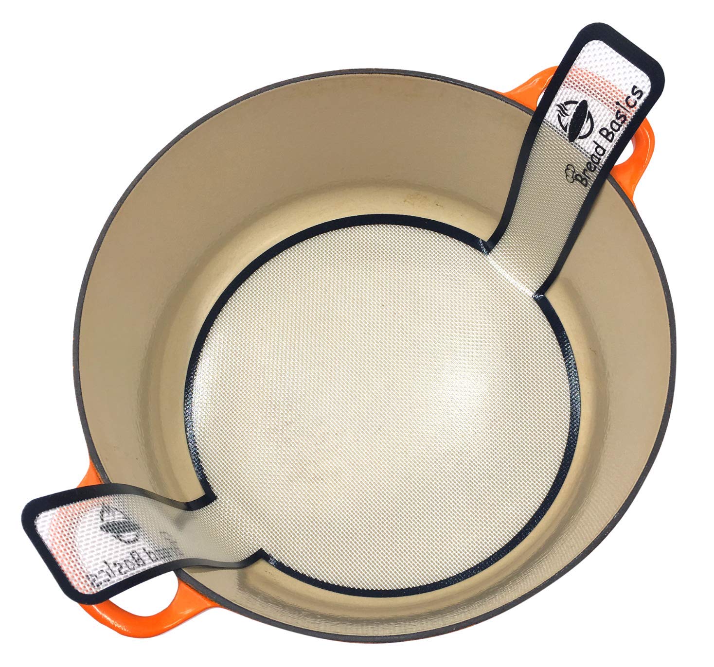 Non-Stick Silicone Baking Mat for Dutch Oven Bread Baking - Reusable, Eco-Friendly Parchment Paper Alternative with Storage Band & Long Handles (9.4 Inch) - Perfect for Homemade Artisan Bread, Pizza Dough & Pastry Making - Easy Clean & Safe Dough Transfer