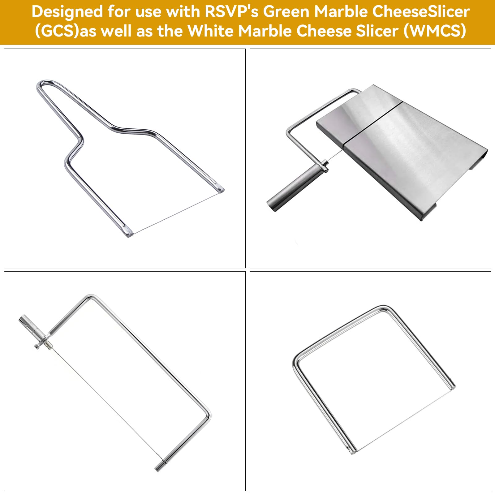 12-Pack Stainless Steel Cheese Slicer Wires - 5.7 Inch Replacement Cheese Cutter Wires for Block Cheese, Marble Cheese & Butter - Perfect for Kitchen, Deli, Catering & Cheese Platter Preparation