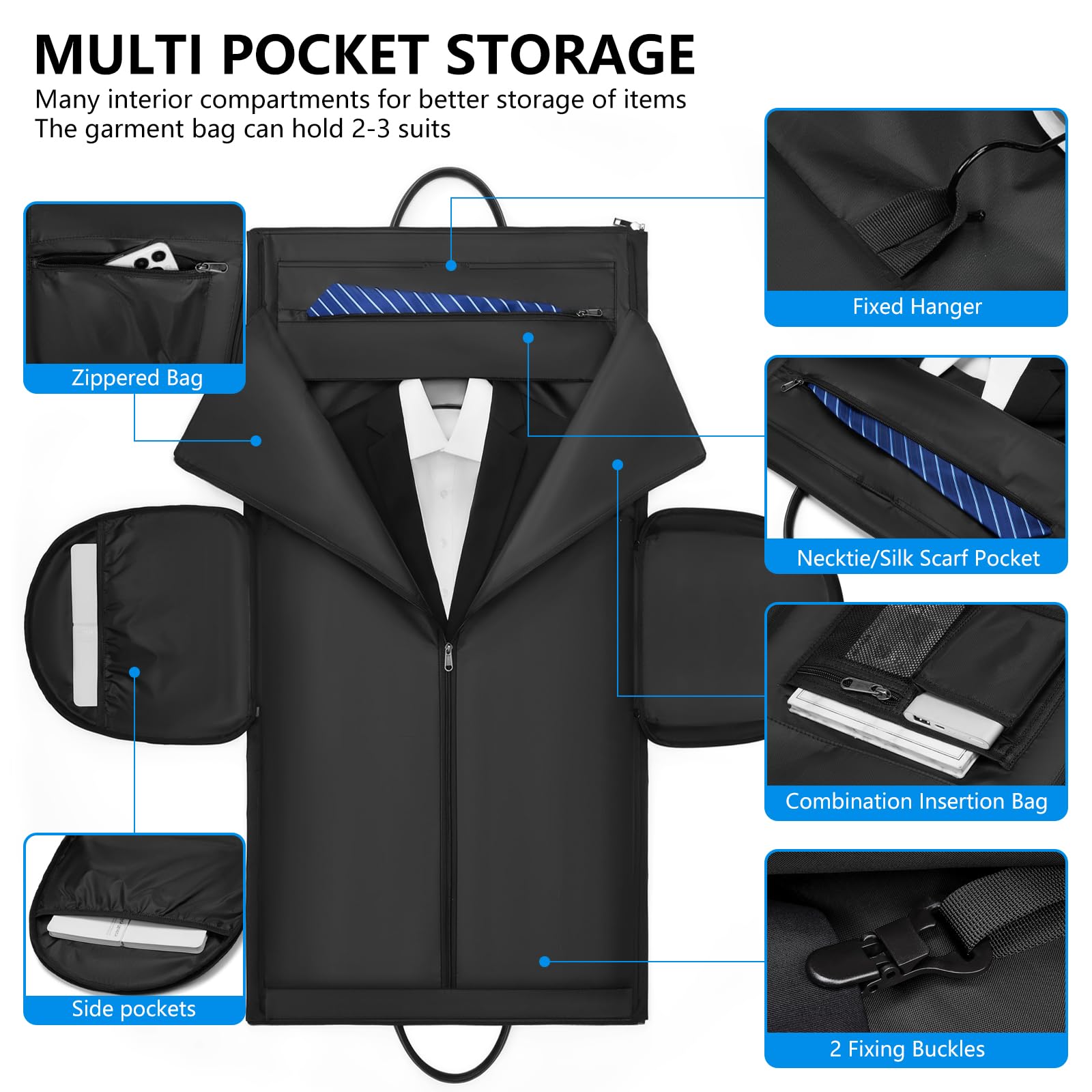 **Waterproof Convertible Carry On Garment Bag for Travel - 2-in-1 Large Luggage Dress & Weekender Bag with Shoe Pouch for Men | Business Trips, Vacations & Formal Events**