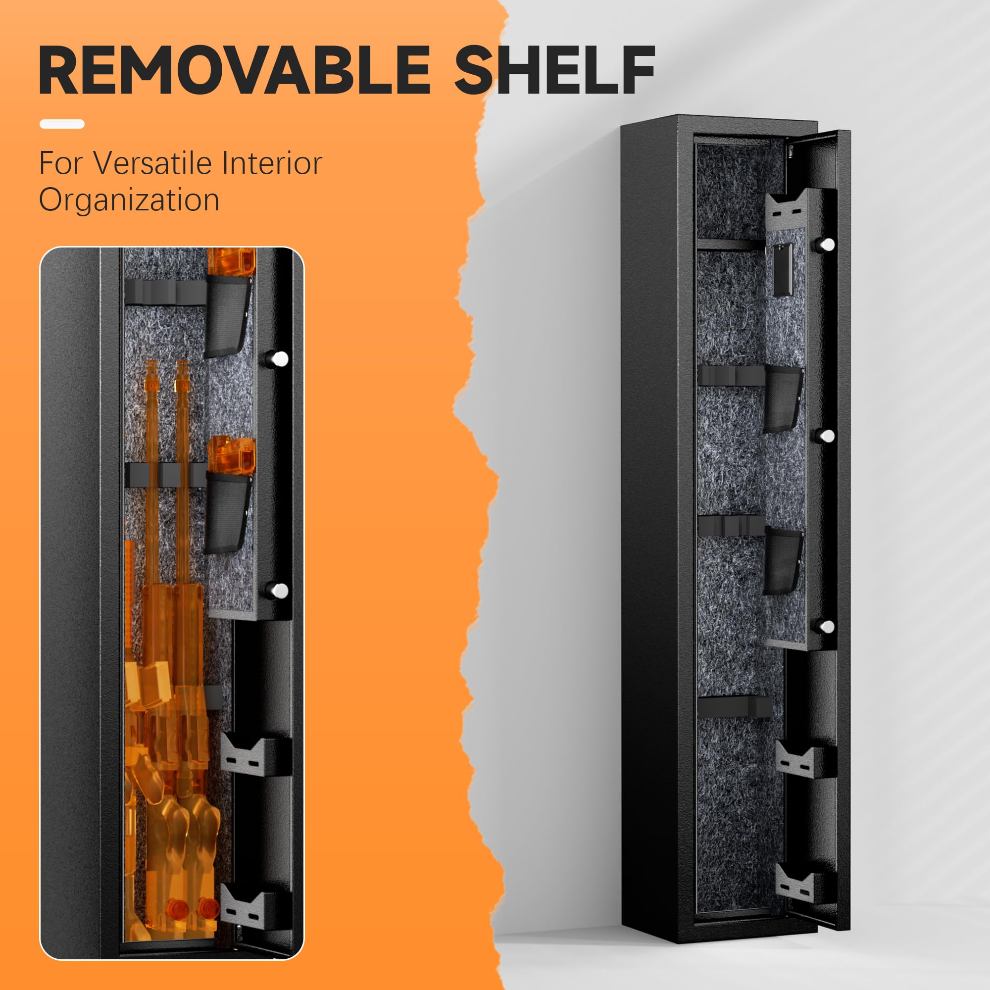 INTERGREAT 2-4 Gun Safe for Rifles & Shotguns - Quick Access Digital Keypad Security Cabinet for Home, Office & Hunting Use
