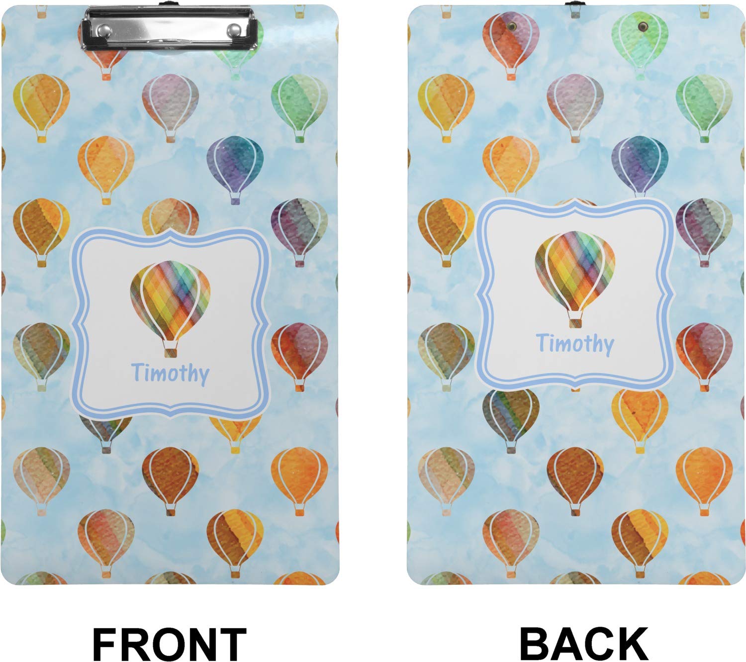 Personalized Watercolor Hot Air Balloons Clipboard - Legal Size A4 Office School Supplies - Perfect for Teachers, Students & Office Organization