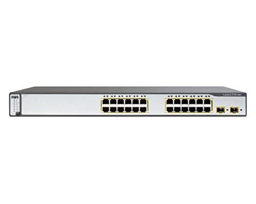 Cisco WS-C3750-24PS-S Catalyst 3750 24-Port PoE Gigabit Ethernet Switch (Renewed) - Ideal for Small Business Networks, Office Connectivity & Home Lab Setups