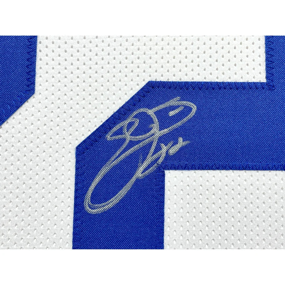 Emmitt Smith Autographed Dallas Cowboys Jersey - Framed BAS Prova Signed White Football Memorabilia - Perfect for Sports Fans, Collectors & Man Cave Decor