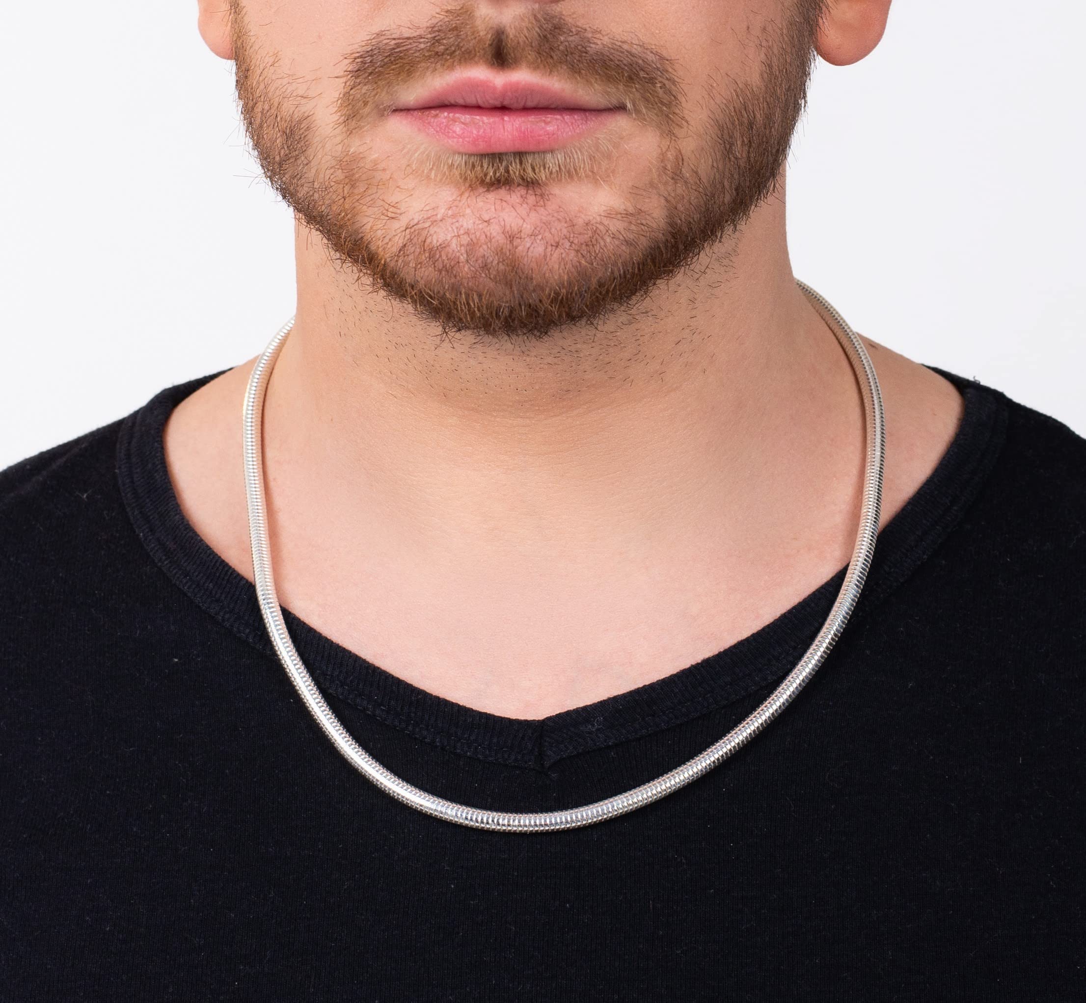 Savlano 925 Sterling Silver 5mm Solid Italian Round Diamond Cut Flexible Snake Chain Necklace for Men & Women - Elegant Unisex Jewelry Gift with Premium Gift Box - Perfect for Anniversaries, Weddings & Special Occasions - Made in Italy