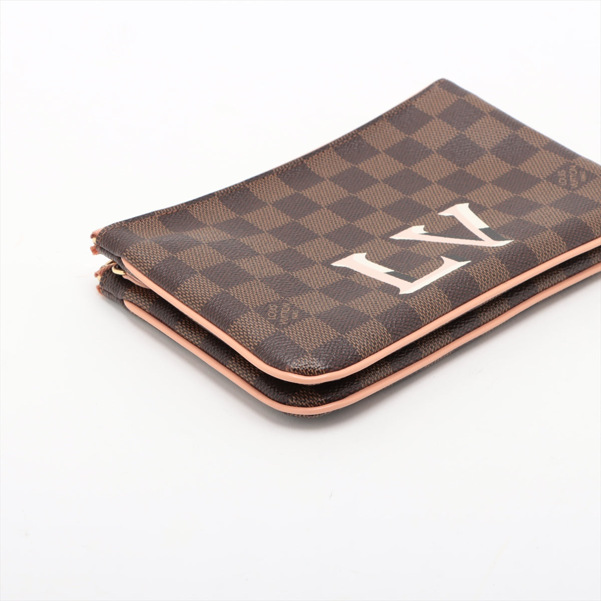 Louis Vuitton LV Logo Damier Double Zip Pochette Bag - Authentic Luxury Crossbody Clutch for Women | Perfect for Parties, Travel & Everyday Use