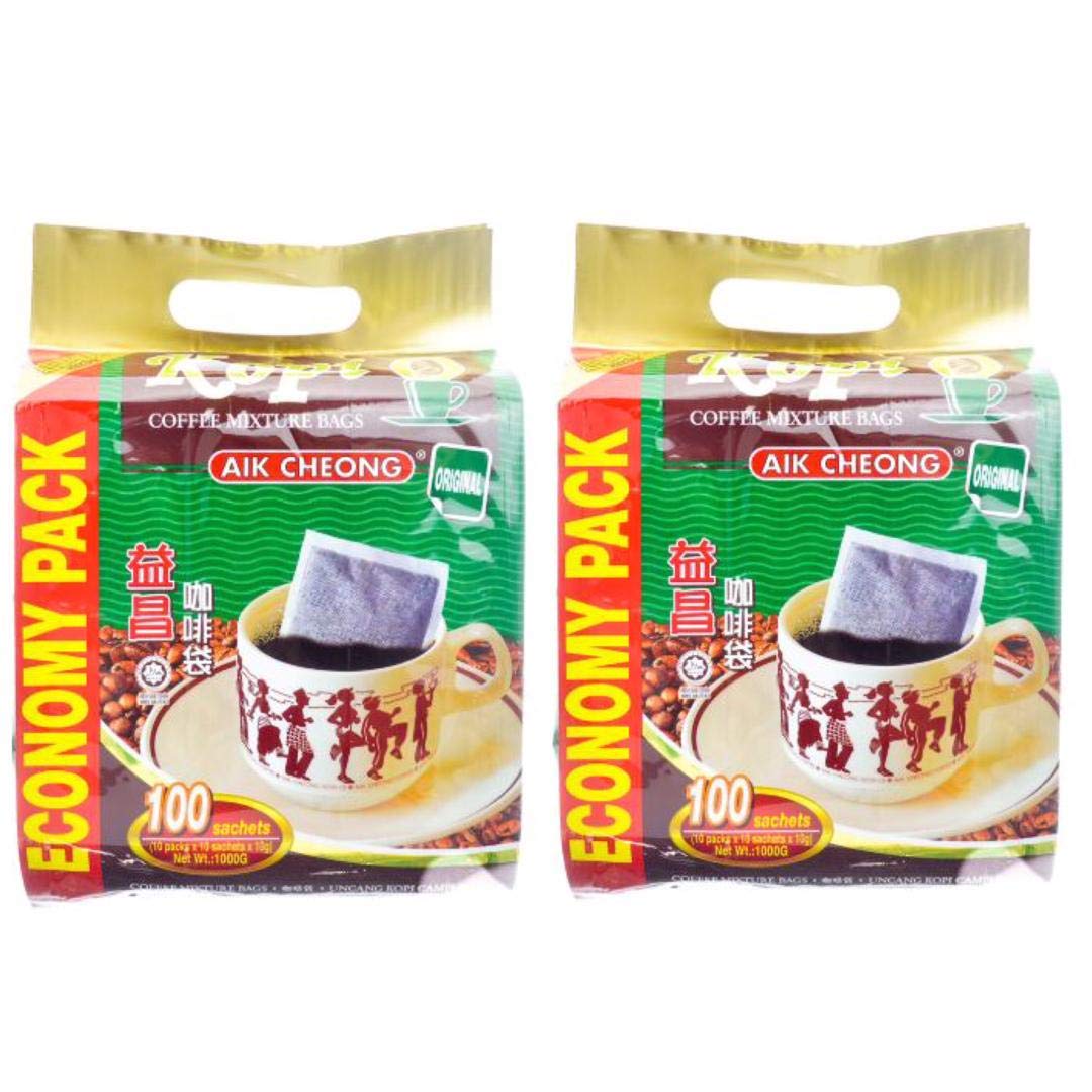 Aik Cheong Original Malaysian Black Coffee (Kopi O) - 200 Sachets Premium Instant Coffee Mix | Rich & Bold Flavor | Free Express Shipping | Perfect for Office, Home & Travel