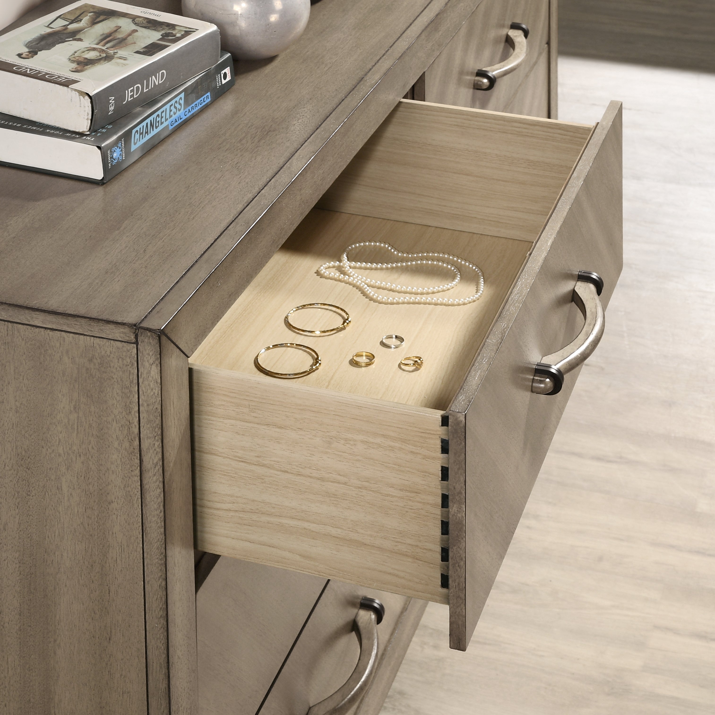 Roundhill Furniture Arena Contemporary Wood Bedroom Set - Queen Size Bed, Nightstand & Dresser in Antique Gray Finish | Modern Farmhouse Bedroom Decor for Master & Guest Rooms