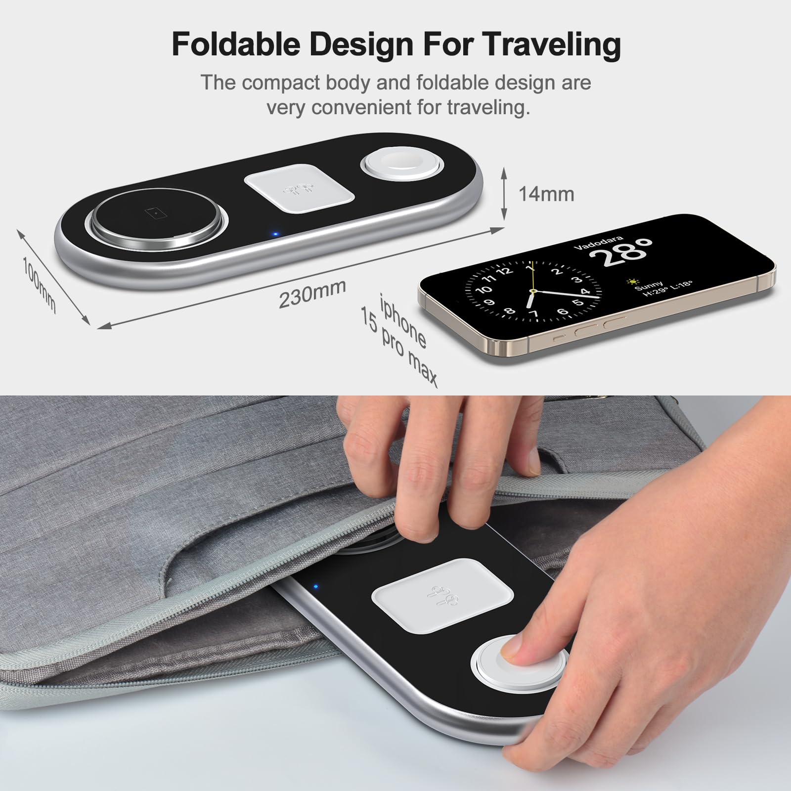 3-in-1 Magnetic Wireless Charging Station for iPhone 16/15/14/13/12 Pro Max Plus, Apple Watch & AirPods - Fast MagSafe Charger Stand with Adjustable Angle | Perfect for Home, Office & Nightstand Charging