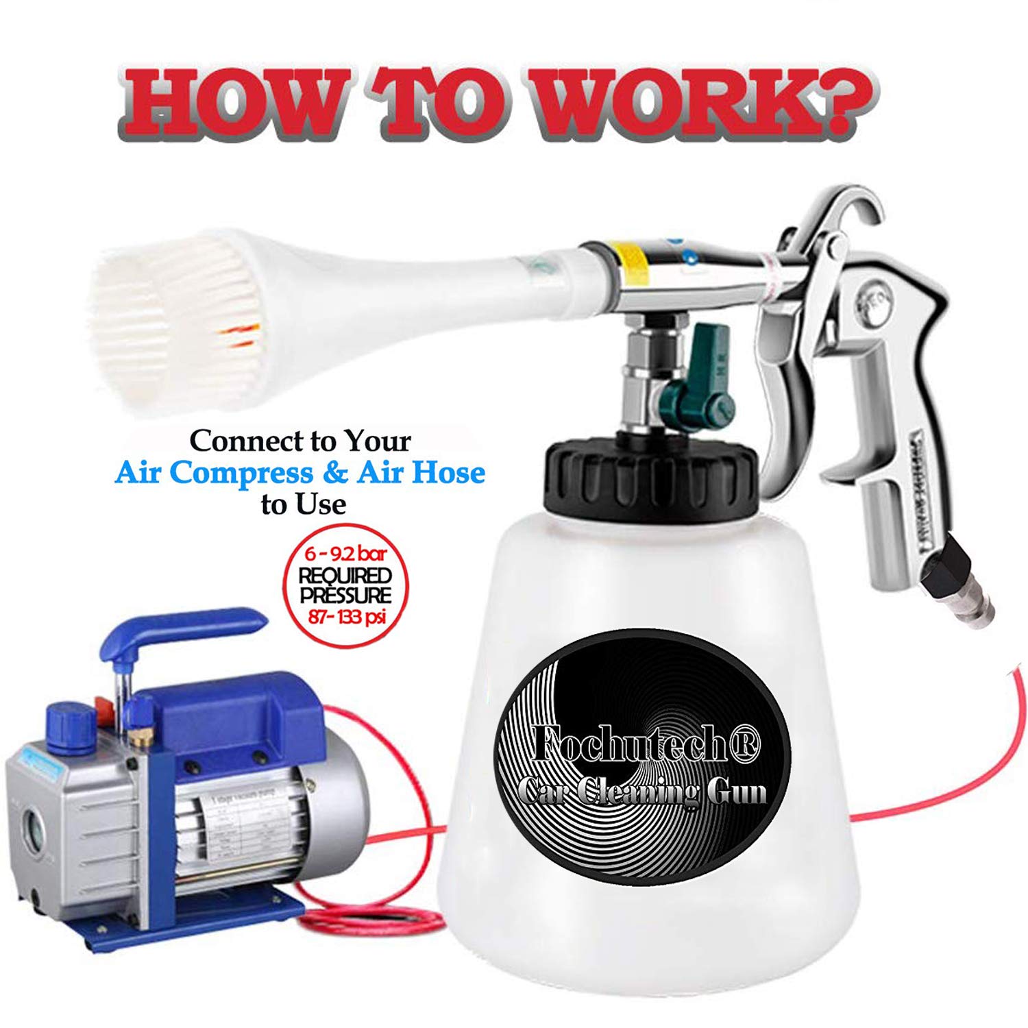 Premium Car Detailing Kit - Interior & Exterior Cleaning Supplies with High Pressure Car Wash Gun | Fast Drying for All Surfaces & Hard-to-Reach Areas | Perfect for Car Detailing, Home Washing & RV Cleaning