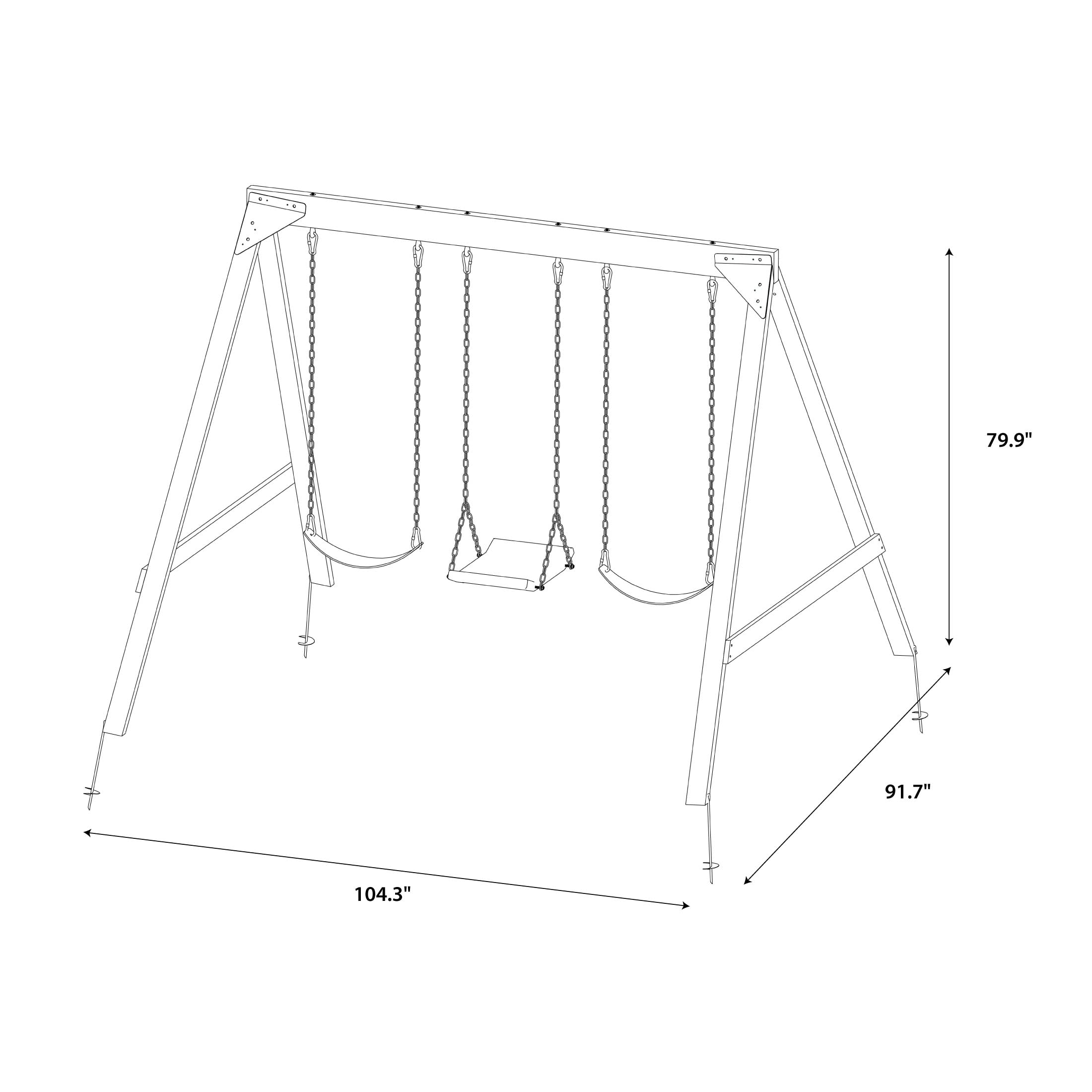 Sportspower Brighton Wood Swing Set for Kids - 2 Swings & 1 Bow Style Swing (Stand/Sit) - ASTM Safety Certified - Perfect for Backyard Playground & Outdoor Family Fun