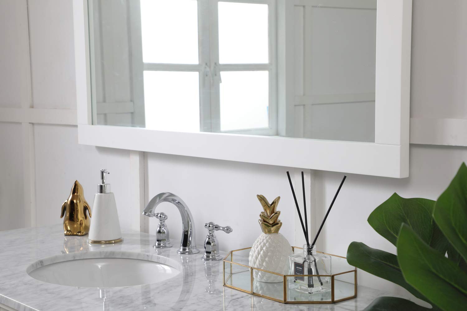48 Inch White Aqua Rectangle Vanity Mirror - Perfect for Bathroom, Bedroom & Makeup Station with LED Lighting