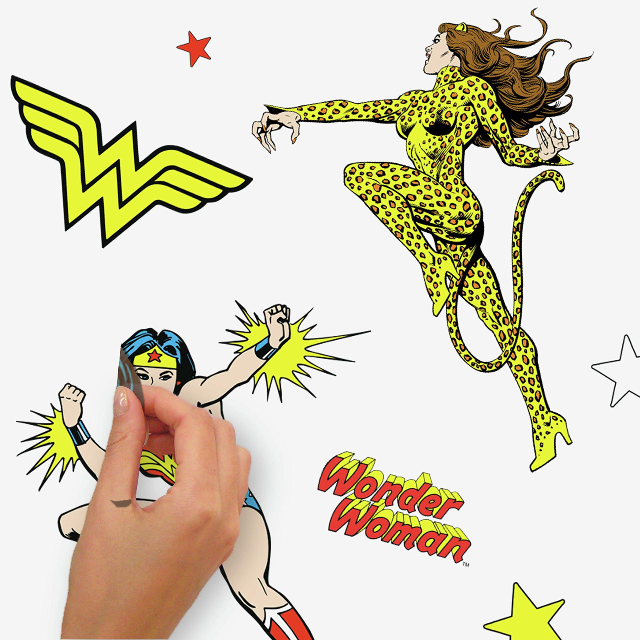 Wonder Woman Cartoon Peel and Stick Wall Decals - RoomMates RMK4308SCS - Easy DIY Wall Decor for Kids Bedroom, Nursery, or Playroom
